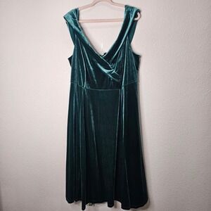 Lane Bryant‎ Green Velvet Dress Womens Plus Size 24 Glam Holiday Party Christmas